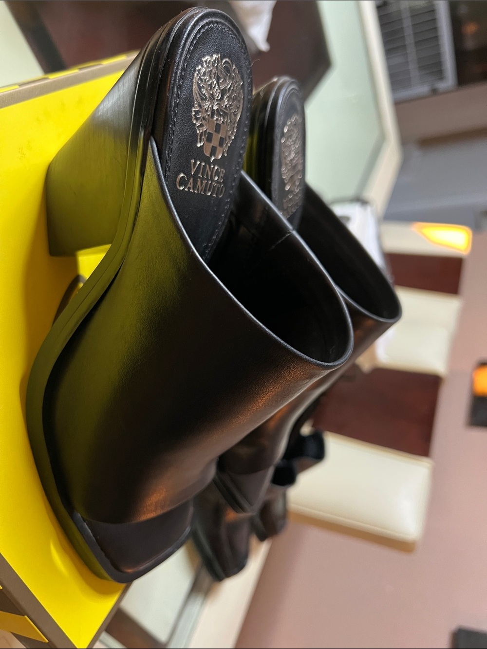 Vince Camuto Black Leather Slip-On Mules